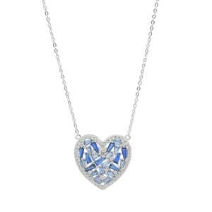 Blue Heart of Shine Silver Necklace
